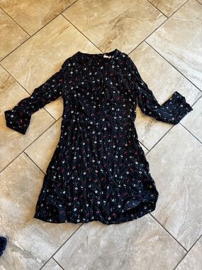 Mango Black Floral Long Sleeve Dress